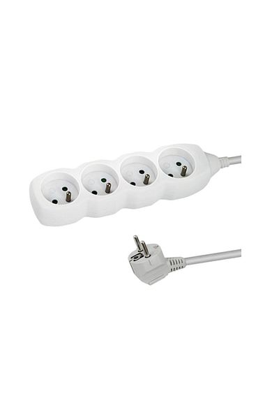 Dali Prelungitor cu 4 prize, 3680 W, 250 V, 16 A, protecție copii, împământare, cablu 1,5 m, alb