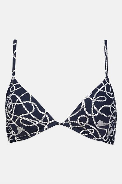 Michael Kors Women Padded Graphic Bikini Top, Navy