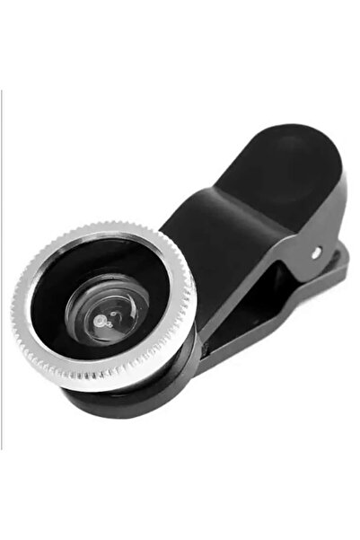 dalip Kit lenses for phone camera, Fish Eye, Macro & Wide, 2.5cm lens diameter, with clip, Silver