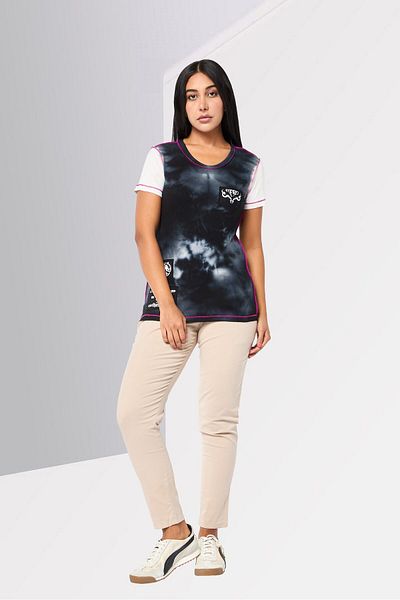 Diesel Women Round Neck Short Sleeve Tie Die T-Shirt, Multicolor