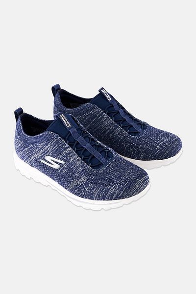 SKECHERS Women Go Walk Lace Up Outdoor Shoes, Navy Heather