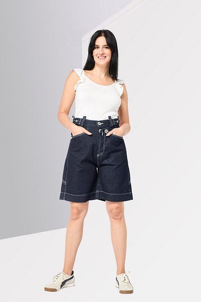 Diesel x Pronounce Women Washed Denim Shorts, Navy