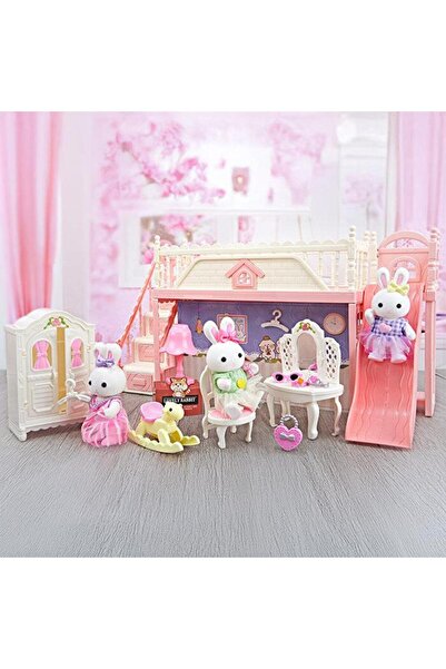Mega Oyuncak Cute Mr. Dreamy Mini Rabbit Double Decked Room Set with Slide