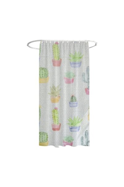 Dali Perdea de duș, model cactus, cu inele, 180x180cm, PEVA, multicoloră