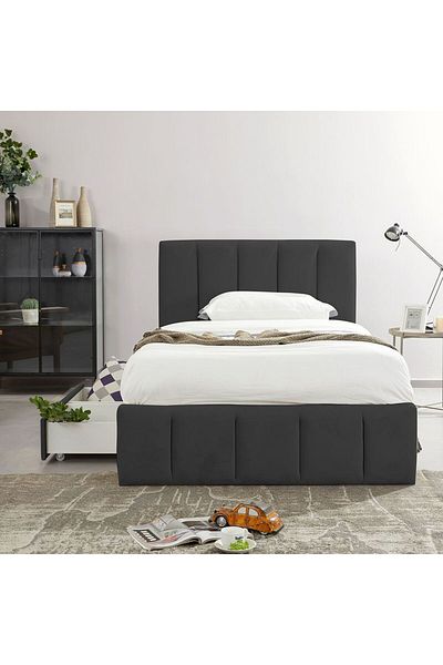 Danube Home Vista 120x200 Teen Single Bed with Drawers - Black L220xW131xH111cm