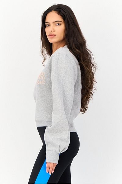 Reebok Women Sportswear Fit Embroidered Logo Long Sleeves Outdoor Sweatshirt, Grey