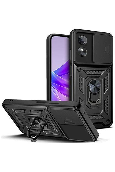 dalip Protective case compatible with Oppo A17, with ring, Ring Armor, silicone, Black