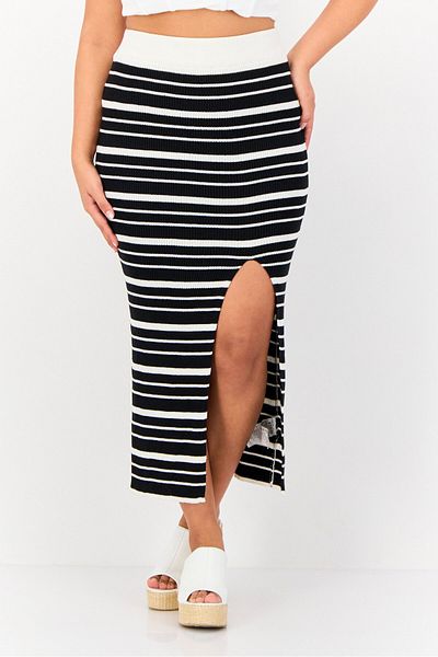 Don't Call Me Jennyfer Women Stripe Midi Skirt, Multicolor