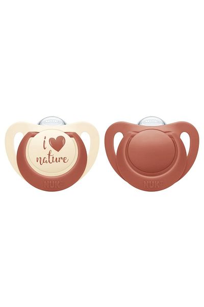 Nuk Suzeta for Nature Silicon M1, 0-6 luni, Set 2 Bucati, Rosu