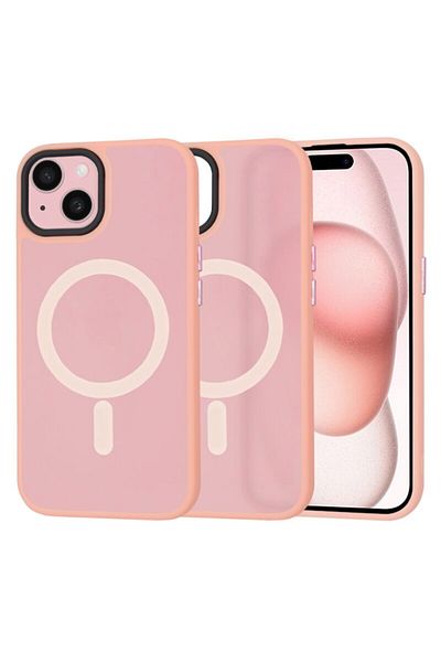 Dali Protective Case Compatible with Apple iPhone 15, HaloFrost, MagSafe Compatible, TPU, Pink-Transparen