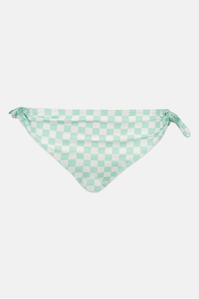 Monki Women Checkered Bikini Bottom, Light Green
