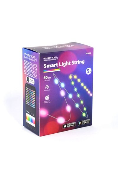 Dali Bandă LED RGB inteligentă, 50 LED-uri, lungime 5 m, IP65, muzicală, multicoloră