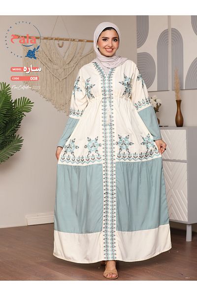 Hala Embroidered reception jalabiya made of light and soft linen fabric that gives you a feeling of comfort and freshness
