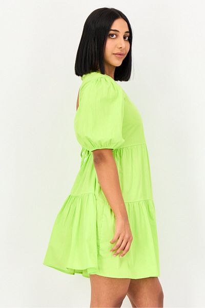 Koton Ole X Women Pleated A-Line Dress, Apple Green
