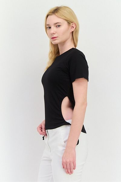 NA-KD Women Crew Neck Short Sleeve Solid Top, Black