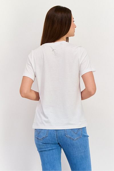 Esprit Women Crew Neck Short Sleeves Graphic Print T-Shirt, White