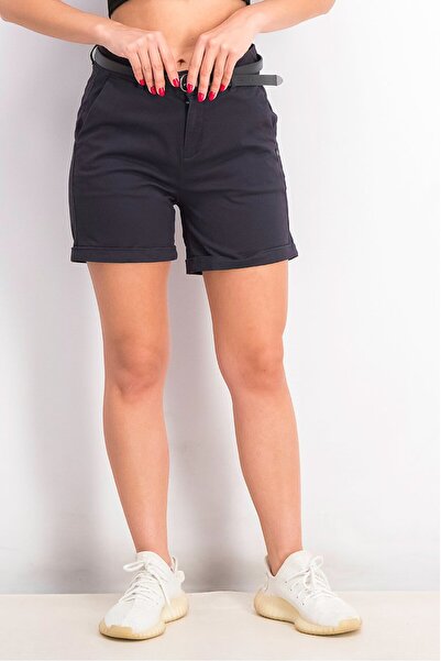 Scotch & Soda شورت تشينو سادة بحزام للنساء، أزرق داكن