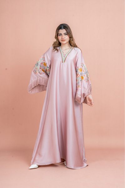 IKKXA Shimmer Detail Sleeves Embroidered Jalabiya