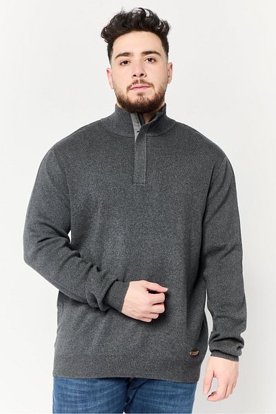 Harmont & Blaine Jeans Men Mock Neck Textured Sweater, Grey