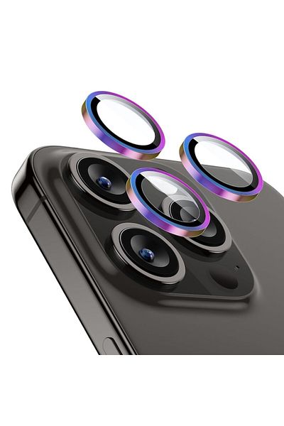 Dali Camera protection film compatible with Apple iPhone 15 Pro/Pro Max, Armorite, tempered glass, Chrome