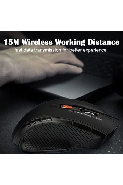 dalip Mouse wireless ergonomic pentru gaming, 1600 DPI, 5 butoane, negru