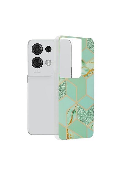 Dali Protective Case Compatible with Oppo Reno 8 Pro, Marble Series, TPU, Green Hex, Multicolor