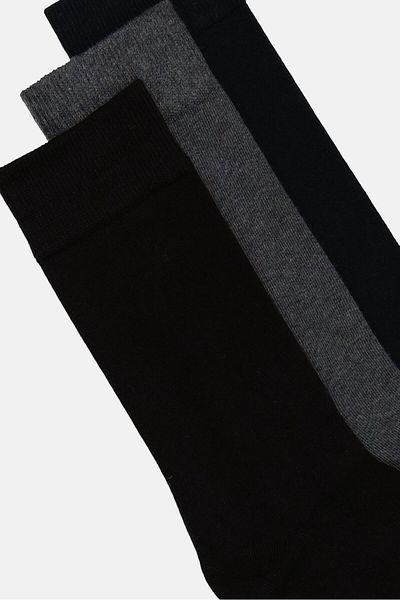 Algspar Men 3 Pairs Plain Terry Socks, Multicolor
