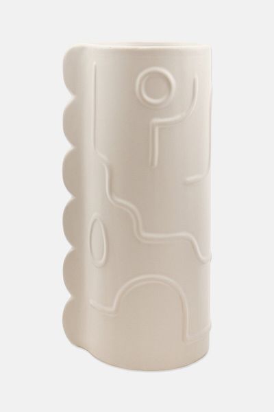 Muy Mucho Ceramic Decorative Vase, White