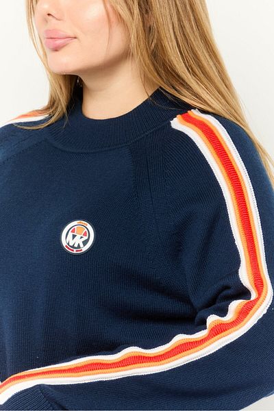 Michael Kors سترة رياضية نسائية بأكمام طويلة من Ellesse x Michael Kors للأنشطة الخارجية، لون أزرق داكن