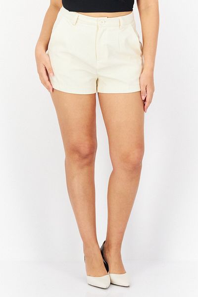 Don't Call Me Jennyfer Women Plain Basic Shorts, Cream