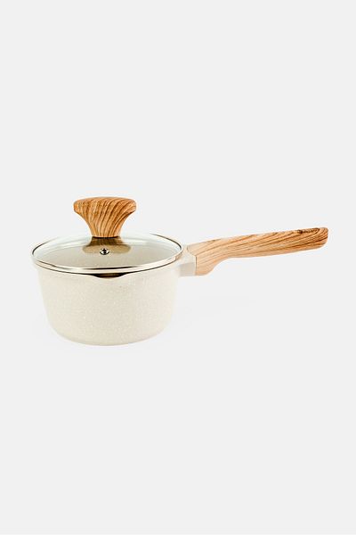 Kathy Ireland Cust Aluminum Non-Stick Saucepan, Light Beige