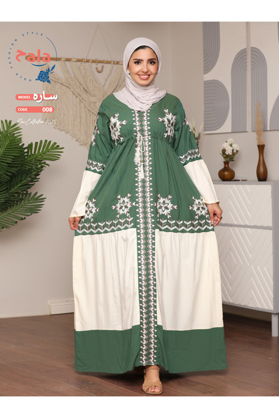 Hala جلابية استقبال مطرزة ومصنوعة من قماش الكتان الخفيف والناعم يمنحك شعورًا ...