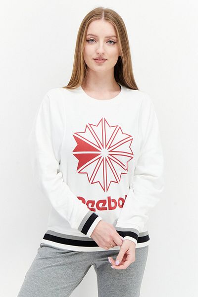 Reebok Women Sportswear Fit Long Sleeves Walking Sweatshirt, White