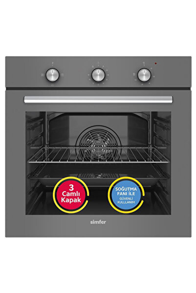 Simfer ✨3'lü Ankastre Set - 73L Power Turbo Fırın + Silver Cam Ocak + Push Button Silver Cam Davlumbaz