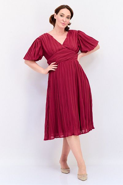 Archive Design Studio Women Plain Midi Dress, Burgundy
