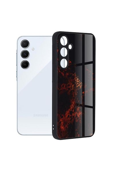 Dali Protective Case Compatible with Samsung Galaxy A55 5G, Glaze Series, TPU, Red Nebula, Multicolor