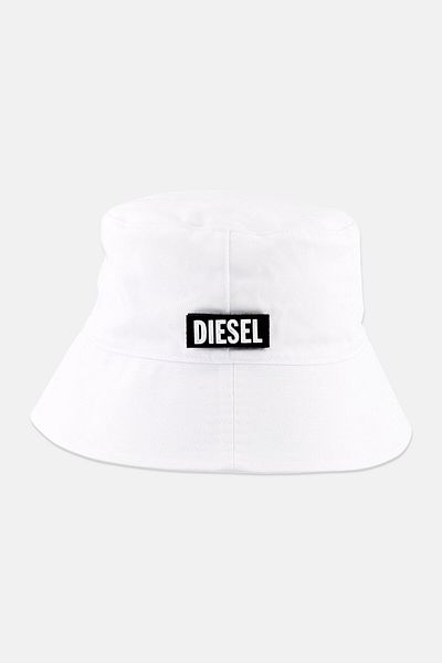Diesel قبعة دلو مريحة بشعار العلامة التجارية للرجال، باللون الأبيض