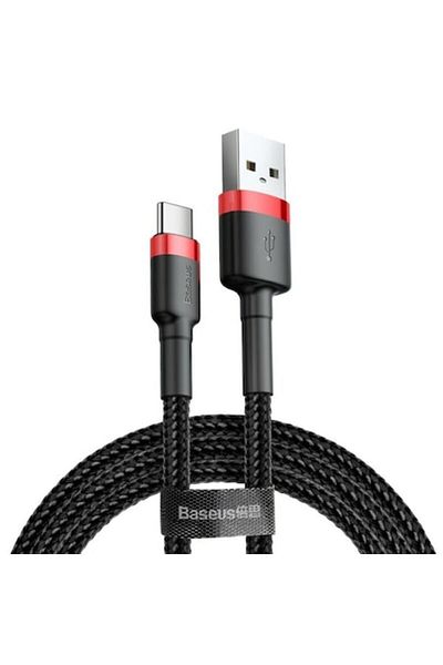 Baseus Cablu de încărcare și transfer de date USB-A la USB Type-C, 100W, 1m, Textil, Negru-Roșu