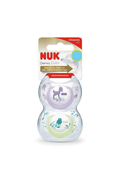 Nuk Πιπίλα Σιλικόνης Genius Color M1 Μωβ 0-6 μηνών Σετ 2 τεμαχίων