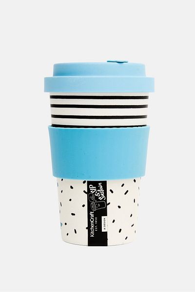 Kitchen Craft Bamboo Letter I Re-usable Travel Mug 410ml, Multicolor