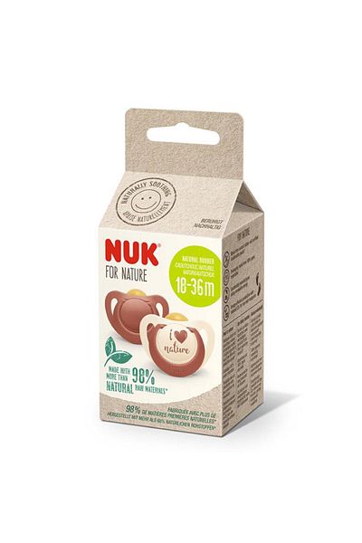 Nuk Pacifier for Nature Latex M3, 18-36 months, Set of 2 Pieces, Red