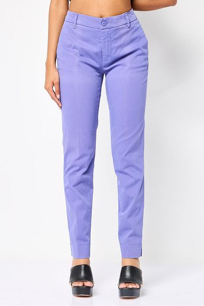 Harmont & Blaine Women Regular Fit Mid Waist Solid Chino Pant, Purple
