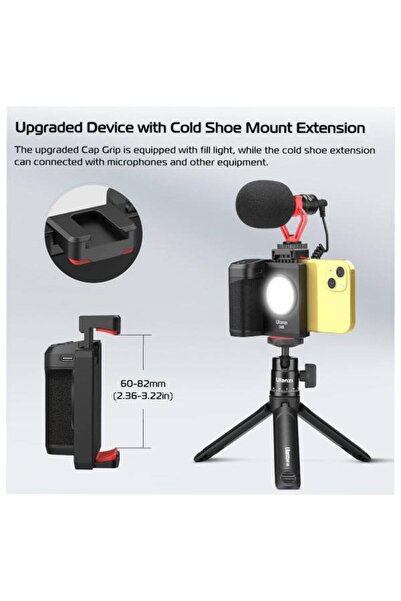 TERRION Smartphone Camera Grip with Bluetooth Remote – Fill Light Handle for iPhone, Samsung, OnePlus, More