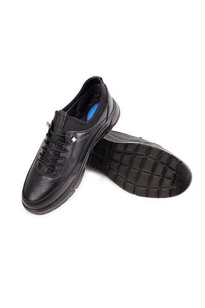 NUA Gnc090 Black Genuine Leather Orthopedic Men's Shoes