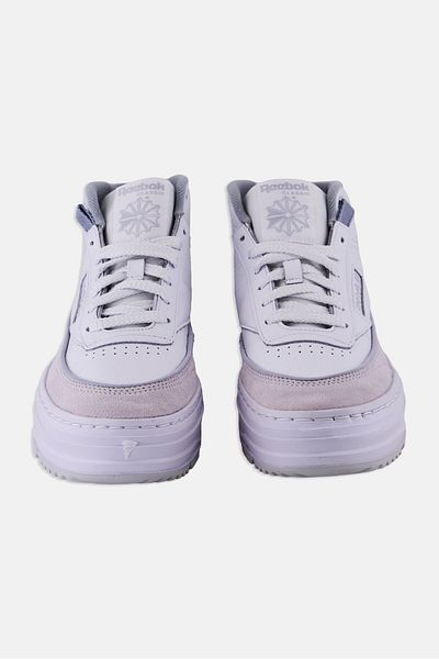 Reebok حذاء تنس نسائي Club C Geo Mid برباط، أبيض