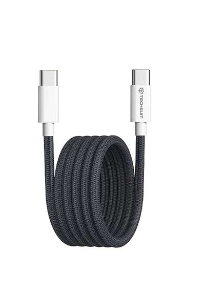 Techsuit Charging and Data Transfer Cable, USB Type-C to USB Type-C, Super Fast Charge, PD60W, 1m, Black