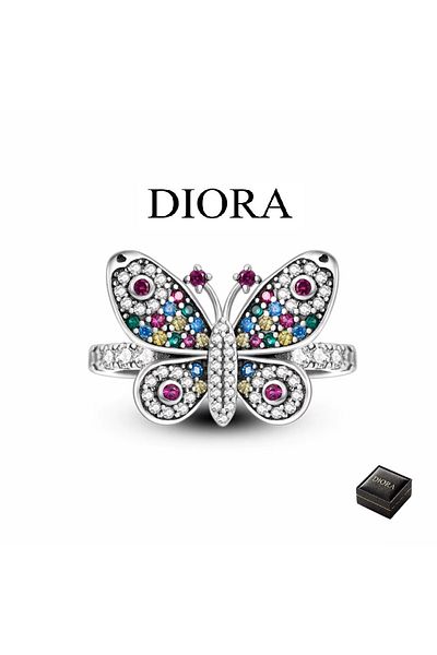 Belora Inel, Model Fluture cu Pietre Colorate - 6