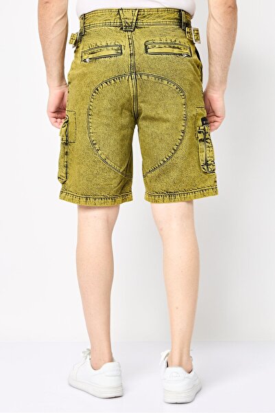 Diesel Men Washed Cargo Pocket Shorts, Washed Yellow