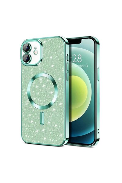 Dali Protective case compatible with Apple iPhone 12, Luxury Glitter, MagSafe compatible, TPU, Light Gree
