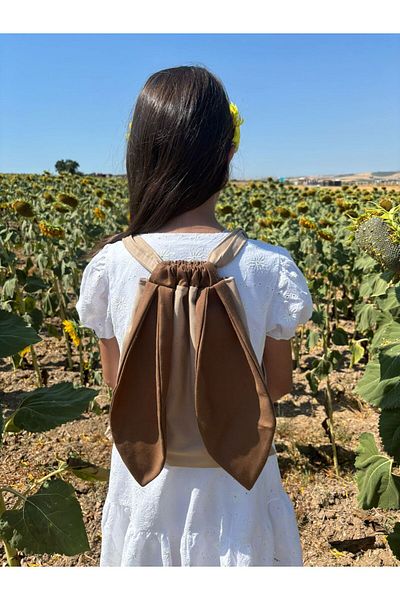 Stil Tasarım Toka Handmade Rabbit Ears Linen Children's Bag